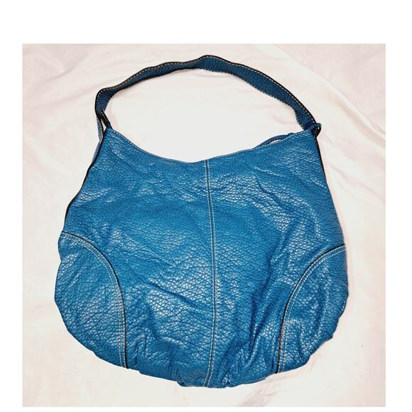 Marc Echo Vegan Leather Turquoise Blue Y2K Bow Detail Zipper Bucket bag - Picture 3 of 16